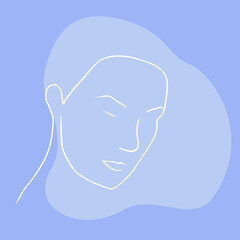 The face of the girl. White line, siluet. Abstraction, vector