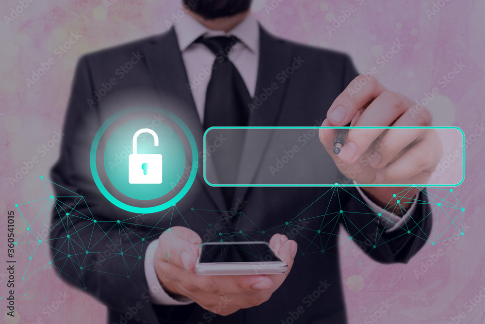 Poster graphics padlock for web data information security application system