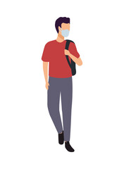 young man wearing medical mask character