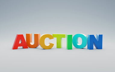 Auction banner text word colorful letters