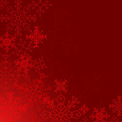 Christmas background with snowflakes. Red color. Vector illustration. 