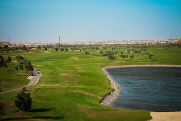 Golf. Sport. Green garden. Golf area. Background.