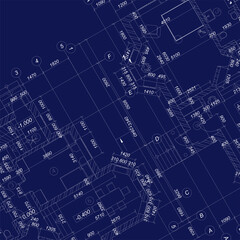 Architectural project. Detailed architectural floor plan. Blueprint vector background. Modern design.