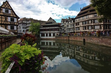 Reflection of old houses in the district of La Petite France in Strasbourg
