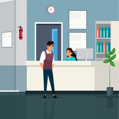 Vector character illustration of modern medical clinic