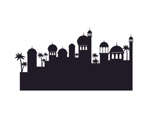 ramadan kareen cityscape silhouette scene