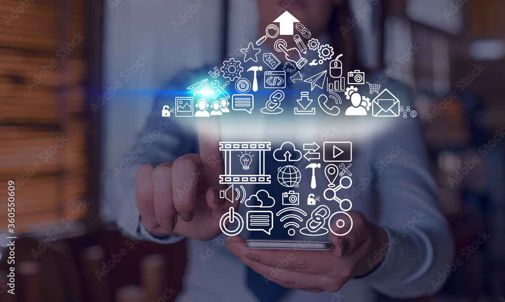 Poster information digital technology network connection infographic elements icon