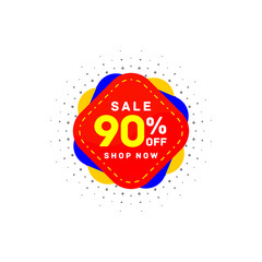 90% off discount sticker, Special offer sale red tag isolated vector illustration. Discount offer price label,symbol for advertising campaign in retail, sale promo marketing.