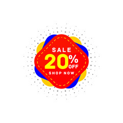 20% off discount sticker, Special offer sale red tag isolated vector illustration. Discount offer price label,symbol for advertising campaign in retail, sale promo marketing.