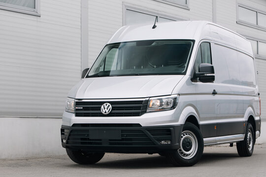 Crafter TDi near warehouse wall