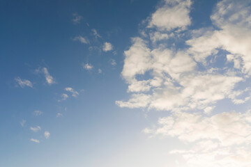Blue sky with gradient and clouds on right corner