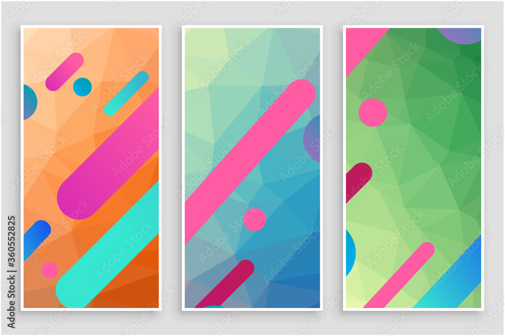 Poster modern geometric background with various rounded shapes in color. circle frame with text. abstract b