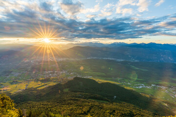 Beautiful views from Monte Penegal in Italian South Tyrol. - obrazy, fototapety, plakaty