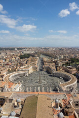Obraz premium View of St. Peter's square from the observation deck of the dome of St. Peter's Cathedral. Vatican.