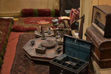 Fototapeta na wymiar copper made utensils of mughal period