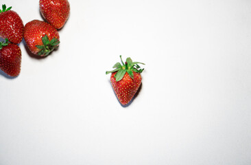 Strawberries on white background