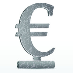 Obraz premium stone euro symbol on a stand on a light gray background, eps 10