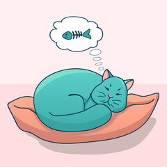 the cat sleeping on a pillow