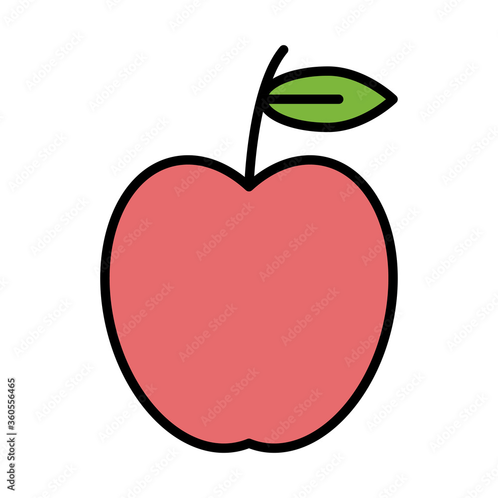 Sticker apple fresh fruit healthy food fill style