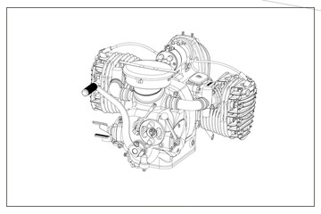 Design of a motorcycle combustion engine.