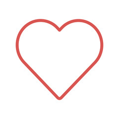 Heart vector icon. Flat linear heart icon. Flat simple red symbol on white background.