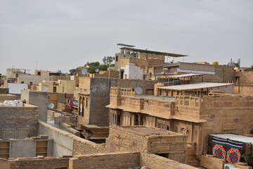 Fototapeta na wymiar beautiful building architecture of jaisalmer reflect through cityscape of jaisalmer rajasthan