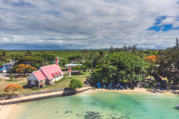 Notre Dame Auxiliatrice church at Cap Malheureux. Mauritius 