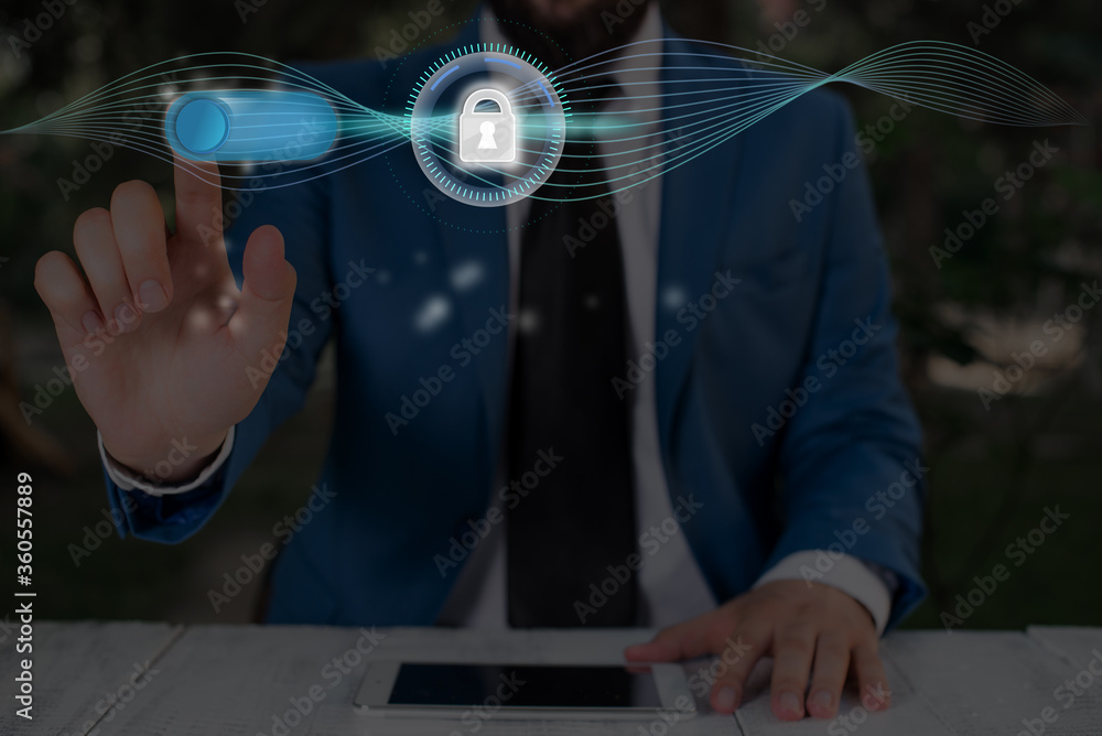 Poster graphics padlock for web data information security application system