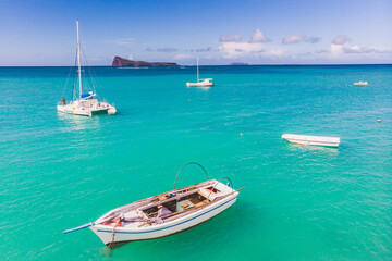 Cap Malheureux with the island of Coin de Mire in the distance, Mauritius, Indian Ocean 