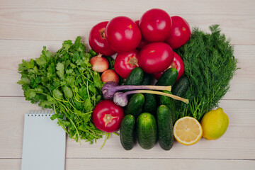 Fresh vegetables for background with decor.