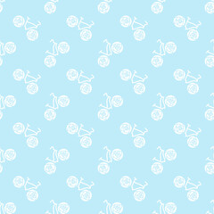 Bikes with rose wheels, vector seamless pattern