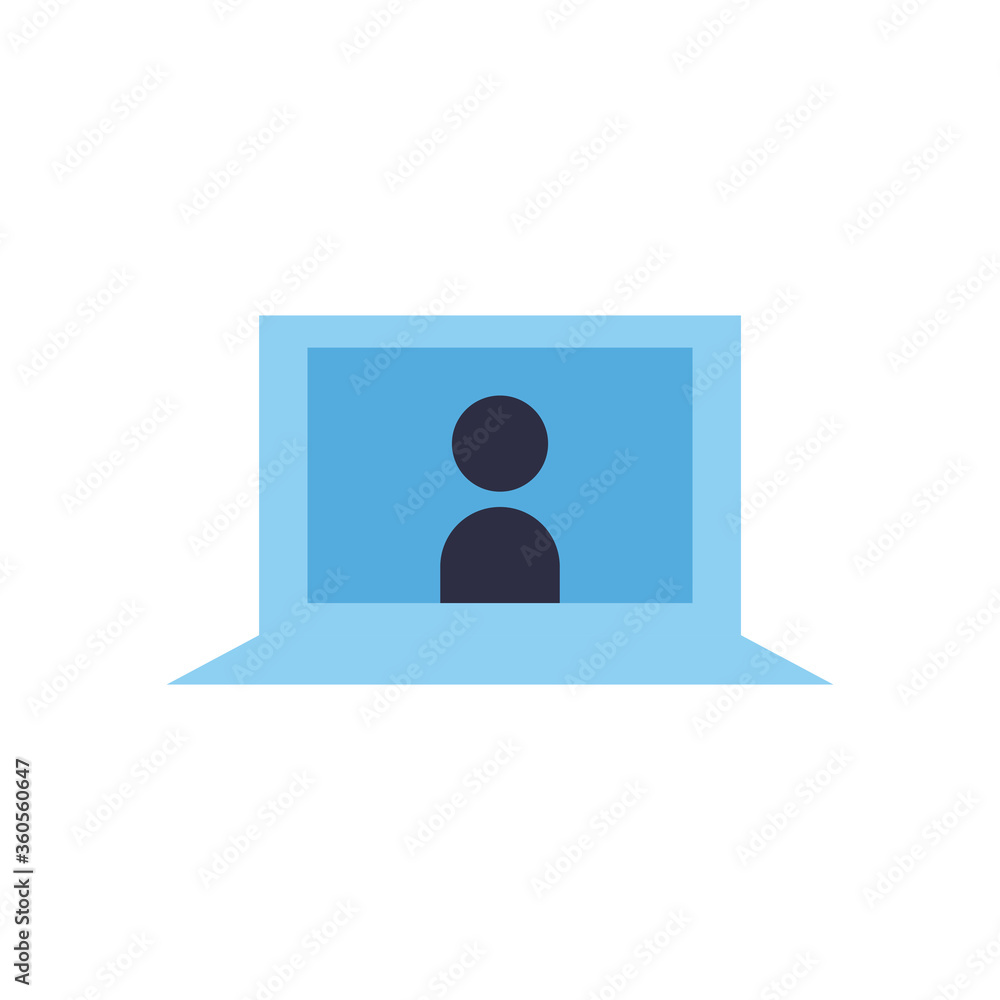 Poster avatar on computer in video chat flat style icon vector design