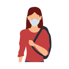 young woman wearing medical mask character
