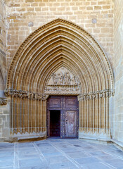 Spanish town Ujue (Uxue in Basque)  fortified church in Navarre, Spain