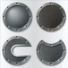 Set of textured round metal plates. 