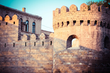 Baku, Azerbaijan. Old city. Boulevard. City sights.