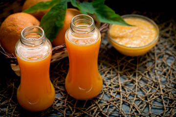 fresh homemade juice of ripe orange fruit