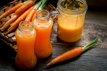 fresh homemade juice of ripe carrots