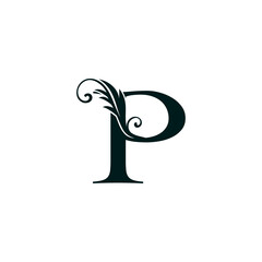 Monogram Initial Letter P luxury logo icon, luxurious vector design concept alphabet letter