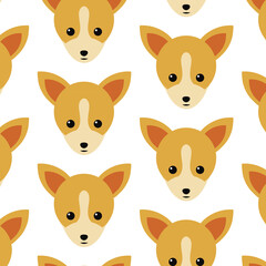 Icono patrón con perro chihuahua sobre fondo blanco	