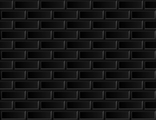 Seamless black brick ceramic tile. Nordic & Scandinavian design background. Vector trend illustration
