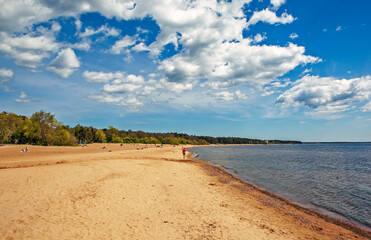 The coast of the Gulf of Finland in the area of Primorsky highway. Beach 