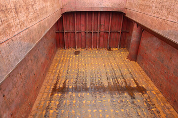 Old empty cargo hold of vessel