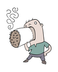 Design of funny man smoking