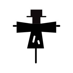 Scarecrow icon illustration in line design style. Agriculture protection sign.