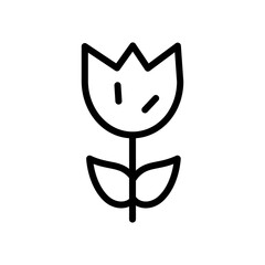 Simple flower icon illustration in line design style isolated on white background.