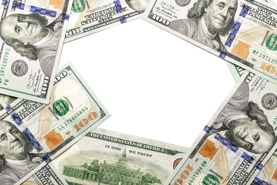 Us dollar bill. Washington American cash. Falling usd money isolated on white background.
