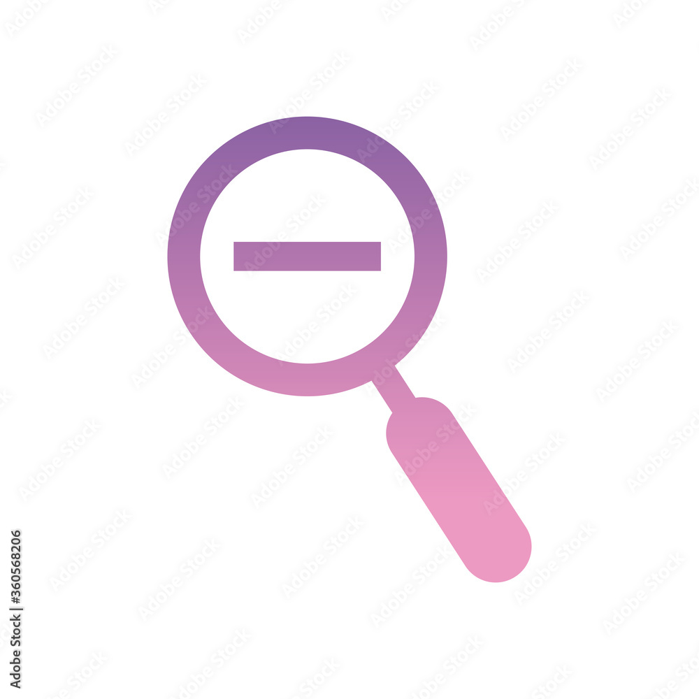 Poster minus inside lupe gradient style icon vector design