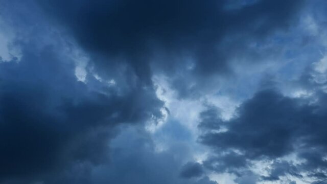 Flying through beautiful thick fluffy clouds. Amazing timelapse of soft white clouds moving slowly on the clear blue sky in pure daylight. Stormy clouds full HD