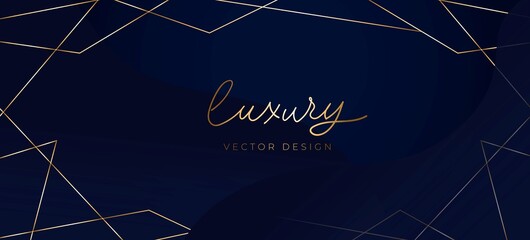 Luxury background with abstract golden lines, blue background. Elegant concept for social networks, banner, invitation, mobile, greeting cards etc. Vector illustration